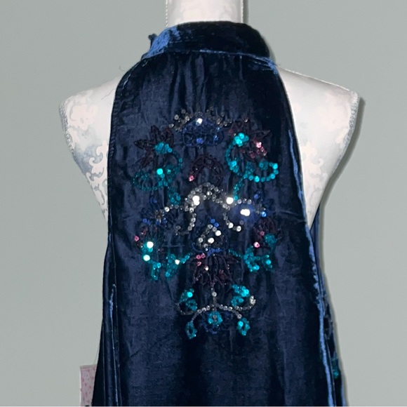 Free People Blue velvet sequin swing dress - Picture 13 of 16